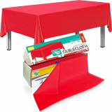 Elevate Your Events with the Smarty Kiddo 54in X 100ft Red Premium Plastic Disposable Tablecloth Roll